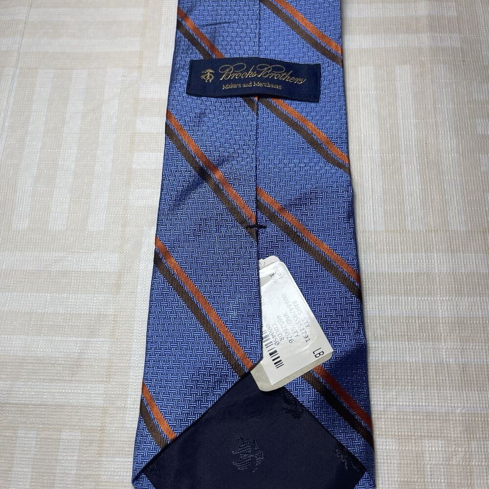 Brooks Brothers Makers Men's Silk Tie New With Tags Blue Striped